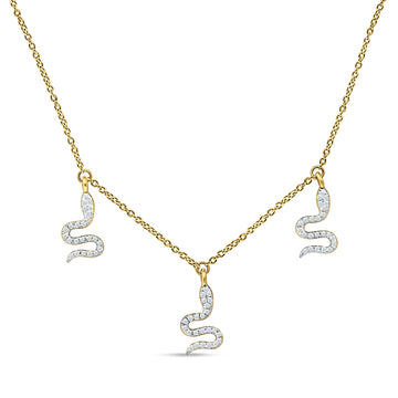 Dangling Diamond Snake Necklace 14K Yellow Gold 0.13ct Wholesale